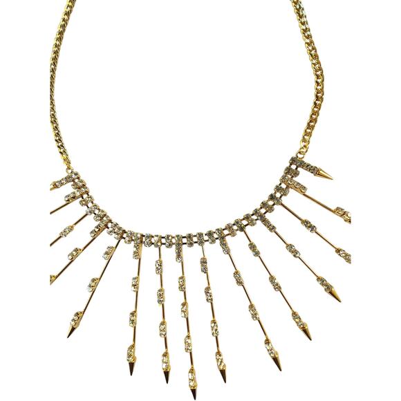 Arrow Gold-tone & Rhinestone Adjustable Necklace 16.5"- 19.5" Glamcore - Picture 7 of 8